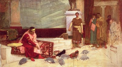 مفضلات الإمبراطور هونوريوس (384-423 م) (زيت على قماش) بواسطة جون وليام ووترهاوس