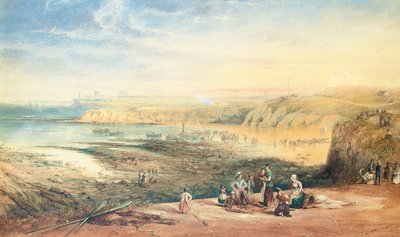Cullercoats تتطلع نحو Tynemouth ، نورثمبرلاند ، مع الصيادين في المقدمة ، 1836 بواسطة جون ويلسون كارمايكل