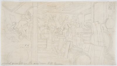 The Wardroom HMS Caesar (قلم رصاص على ورق (تتبع)) بواسطة جون ويلسون كارمايكل