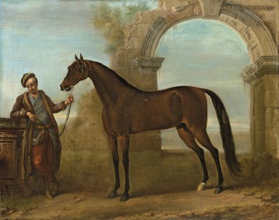 The Godolphin Arabien ، الذي عقده العريس ، في منظر طبيعي مع قوس مدمر ، 1731 بواسطة جون ووتون