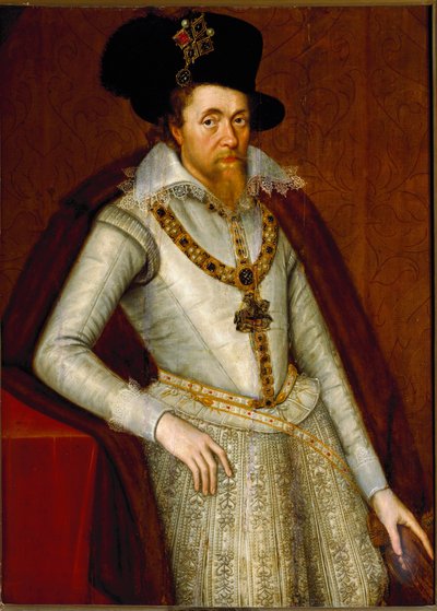Portrait of James I of England and VI of Scotland, Knights of the Order of the Garter, c.1610 (painting) بواسطة جون دي كريتز
