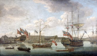 انطلق في Deptford Dockyard ، c.1750 بواسطة جون الأكبر كليفيلي