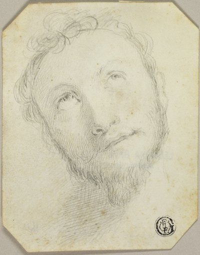 رأس رجل ملتح ينظر إلى أعلى بواسطة Jonathan Richardson the Elder