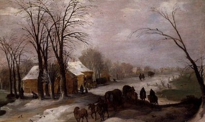 مسافرون في الثلج بواسطة Joos أو Josse de The Younger Momper