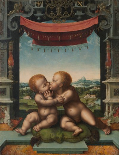 احتضان الرضع المسيح والقديس يوحنا المعمدان 152025 بواسطة ورشة عمل Joos van