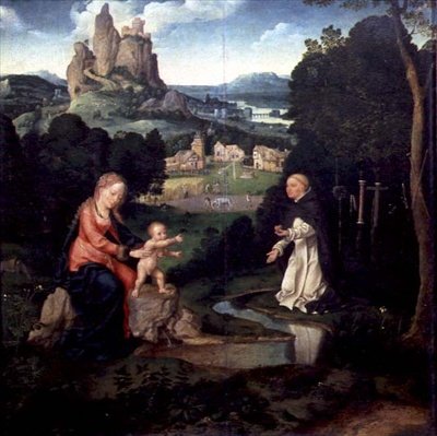 العذراء والطفل يسوع مع راهب دومينيكي ، حوالي 1515-18 (زيت على لوح) بواسطة جوس فان كليف