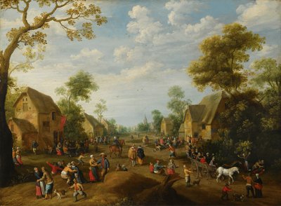 كرمس قروي مع العديد من الفلاحين الذين يحتفلون بالولائم بواسطة جوست كورنيليز دروشسلوت