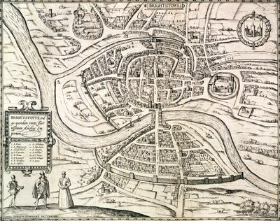 خريطة بريستول ، من "Civitates Orbis Terrarum" بقلم جورج براون (1541-1622) وفرانس هوغنبرغ (1535-90) 1581 (نقش) بواسطة جوريس (بعد) هوفناجل