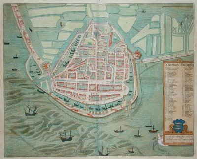 مخطط Enchunsen ، من "Civitates Orbis Terrarum" بواسطة Georg Braun (1541-1622) و Frans Hogenburg (1535-90) ، c.1572 (نقش ملون) بواسطة جوريس (بعد) هوفناجل