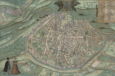 خريطة أفينيون ، من "Civitates Orbis Terrarum" لجورج براون (1541-1622) و فرانس هوجينبرغ ، c.1572 (نقش الألوان) بواسطة Joris Hoefnagel