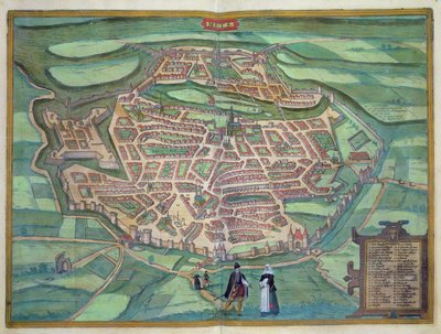 خريطة ميتز ، من "Civitates Orbis Terrarum" لجورج براون (1541-1622) و فرانس هوجينبرغ (1535-90) ، c.1572 (نقش الألوان) بواسطة Joris Hoefnagel