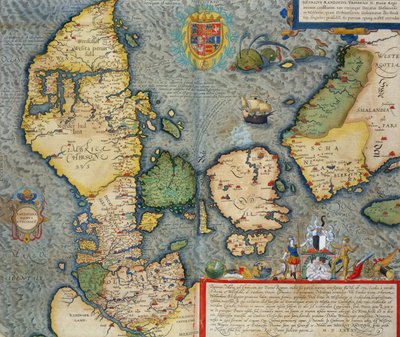 خريطة لأوروبا الشمالية ، من "Civitates Orbis Terrarum" لجورج براون (1541-1622) و فرانس هوجنبرج (1535-90) c.1572-1617 بواسطة Joris Hoefnagel