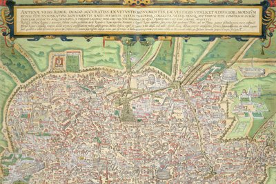 خريطة روما ، من "Civitates Orbis Terrarum" لجورج براون (1541-1622) و فرانس هوجنبرج (1535-90) c.1572-1617 (انظر 138961) بواسطة Joris Hoefnagel