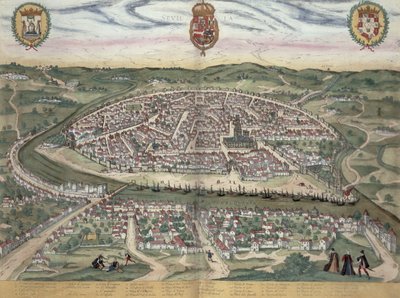 خريطة إشبيلية ، من "العالم" بقلم براون (1541-1622) وفرانز هوغنبرغ (1535-90) c.1572-1617 بواسطة Joris Hoefnagel