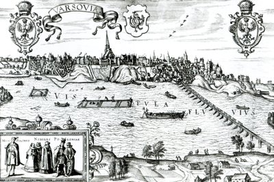خريطة وارسو ، من "Civitates Orbis Terrarum" لجورج براون (1541-1622) و فرانس هوجنبرج (1535-90) c.1572-1617 بواسطة Joris Hoefnagel