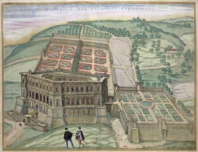 منظر لفيلا فارنيس والحدائق ، من "Civitates Orbis Terrarum" لجورج براون (1541-1622) وفرنس هوجنبرج (1535-90) ج ، 1572-1617 بواسطة جوريس هوفناجل