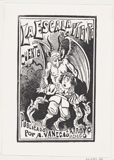 شيطان يحمل صبيًا صغيرًا من كتفيه فوق مجموعة من النسور ، صورة توضيحية ... ، كاليفورنيا. 1880-1910. بواسطة خوسيه غوادالوبي بوسادا