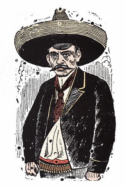 إميليانو زاباتا (1880-1919) ، ثوري مكسيكي. Xylography بواسطة خوسيه غوادالوبي بوسادا (1852-1913). بواسطة خوسيه غوادالوبي بوسادا