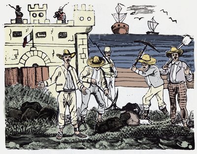 الثورة المكسيكية (1910-1920): مجموعات من السجناء في قوة العمل - Xylography بقلم خوسيه غوادالوبي بوسادا (1852-1913) بواسطة خوسيه غوادالوبي بوسادا
