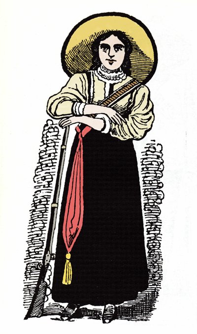 الثورة المكسيكية (1910-1920): مجندة مكسيكية. Xylography بواسطة خوسيه غوادالوبي بوسادا (1852-1913). بواسطة خوسيه غوادالوبي بوسادا