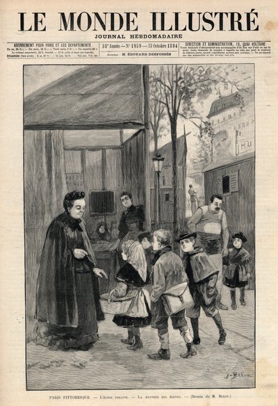 ليكول فوراين في باريس: عودة التلاميذ - رسم إم بيلون - "العالم المصور" في أكتوبر 1894 بواسطة خوسيه بيلون