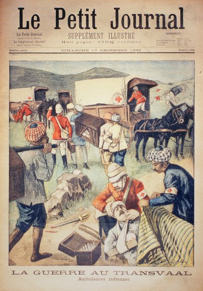 الحرب في الترانسفال: سيارات الإسعاف الهندية ، الغلاف الأمامي لـ Le Petit Journal ، 17 ديسمبر 1899 بواسطة خوسيه بيلون