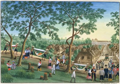 نزهة إلى Antipolo Fiesta ، من "The Febus Album of Views In and Around Manila" ، c.1845 بواسطة خوسيه هونوراتو لوزانو