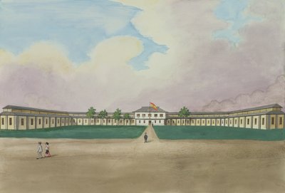 مصنع السيجار الجديد في Meisic ، من "The Flebus Album of Views In and Around Manila" ، c.1845 بواسطة خوسيه هونوراتو لوزانو