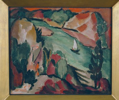 منظر طبيعي للنهر ... (زيت على قماش) بواسطة جوزيف إيبرز