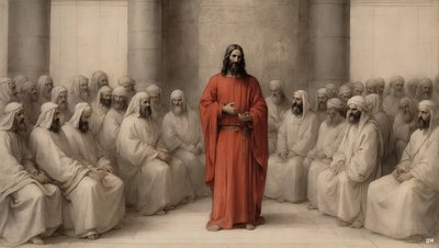 يسوع_متهماً أمام المجلس الأعلى لليهود_02 بواسطة جوزيف جوهان مايكل