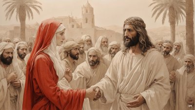 يسوع_ينقذ الزانية من الرجم_01 بواسطة جوزيف جوهان مايكل