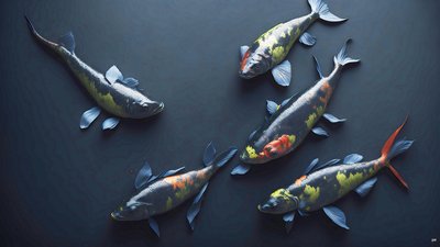 الرسم بالحبر: Koi-Karpfish_rainbow_02 بواسطة Josef Johann Michel