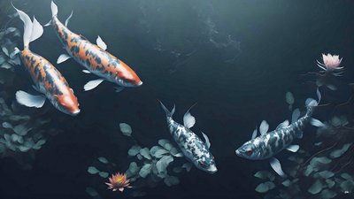 الرسم بالحبر: Koi-Karpfish_red + white_01 بواسطة Josef Johann Michel