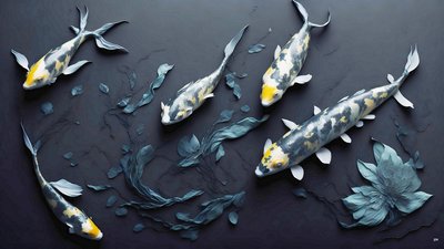 الرسم بالحبر: Koi-Karpfish_yellow_01 بواسطة جوزيف جوهان مايكل