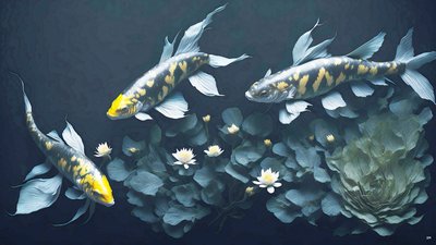 الرسم بالحبر: Koi-Karpfish_yellow_03 بواسطة Josef Johann Michel
