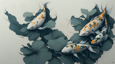 الرسم بالحبر: Koi carp fish_04 بواسطة Josef Johann Michel
