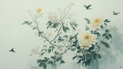 الرسم بالحبر: زهرة الأقحوان في green_01 بواسطة Josef Johann Michel