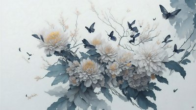 الرسم بالحبر: زهرة الأقحوان في white_01 بواسطة Josef Johann Michel