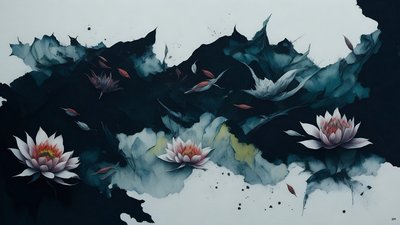 الرسم بالحبر: Waterlili-black_01 بواسطة Josef Johann Michel