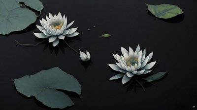 الرسم بالحبر: Waterlili-black_03 بواسطة Josef Johann Michel