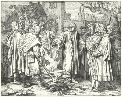 مارتن لوثر يحرق الثور البابوي في فيتنبرغ ، 1520 بواسطة Josef Mathias Trenkwald