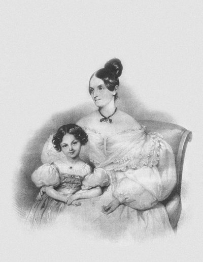 صورة لأولغا ناريشكينا بوتوكي مع ابنتهما صوفي 1802-1861 ، 1835 بواسطة جوزيف نيكولاوس كرييهوبر