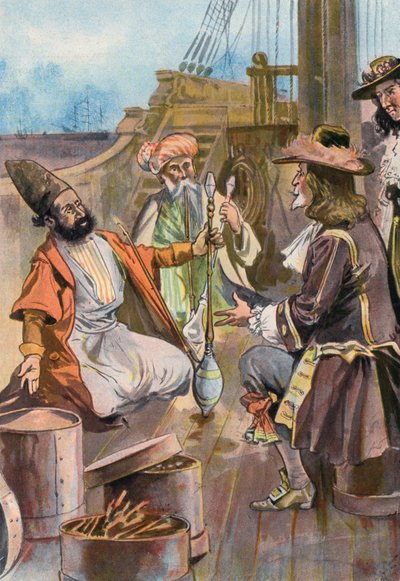 روبنسون كروزو: نبيع توابلنا للتجار الفارسيين (الليثو الملون) بواسطة جوزيف (بعد) فينمور