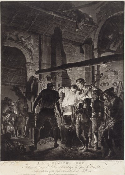 متجر حداد ، نقش ريتشارد إيرلوم (1743-97) بواسطة جوزيف (بعد) رايت ديربي