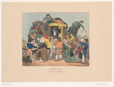 ينزل الركاب من الحافلة الشاملة بعد رحلة العودة عودة Les douceurs du (العنوان على الكائن) المضايقات (عنوان المسلسل) غير ملائم (عنوان السلسلة على الكائن) بواسطة جوزيف امبرواز جوبارد