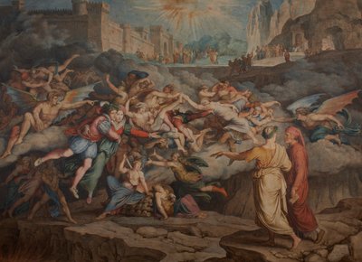 دانتي وفيرجيل في الدائرة الثانية من الجحيم 1823. بواسطة جوزيف انطون كوخ