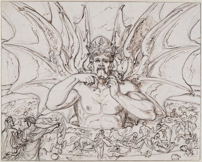 لوسيفر في وسط الجحيم. رسم توضيحي للكوميديا الإلهية لدانتي أليغيري ، حوالي 1803. بواسطة جوزيف انطون كوخ
