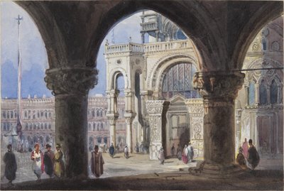 الكنيسة وساحة سان مارك في البندقية ، تم لصقها في مجلة Thomas Moodys في جولة عبر سويسرا وإيطاليا ، 1822 (مرحاض على ورق) بواسطة جوزيف آكس سليب