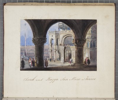 الكنيسة وساحة سان مارك في البندقية ، تم لصقها في مجلة Thomas Moodys في جولة عبر سويسرا وإيطاليا ، 1822 (مرحاض على ورق) بواسطة جوزيف آكس سليب