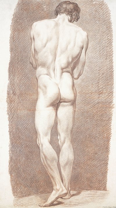 دراسة ذكر عاري ، ينظر من الخلف ، 1774 بواسطة Joseph Benoît Suvée